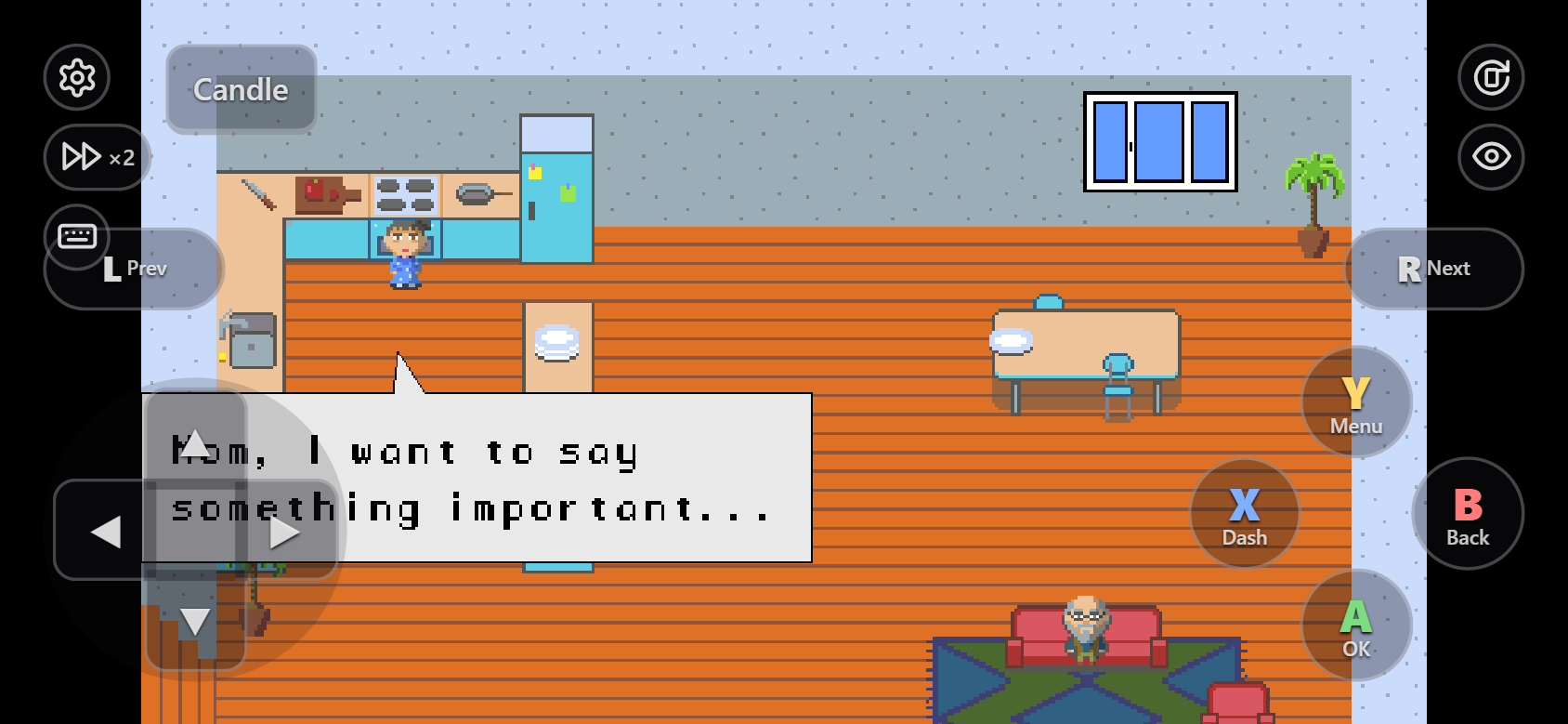 Landscape: the gamepad on both sides of the game